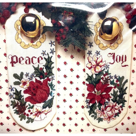 Joy And Peace Floral Doorknob Decor Cross Stitch Kit Set Of 2 - Picture 1 of 3